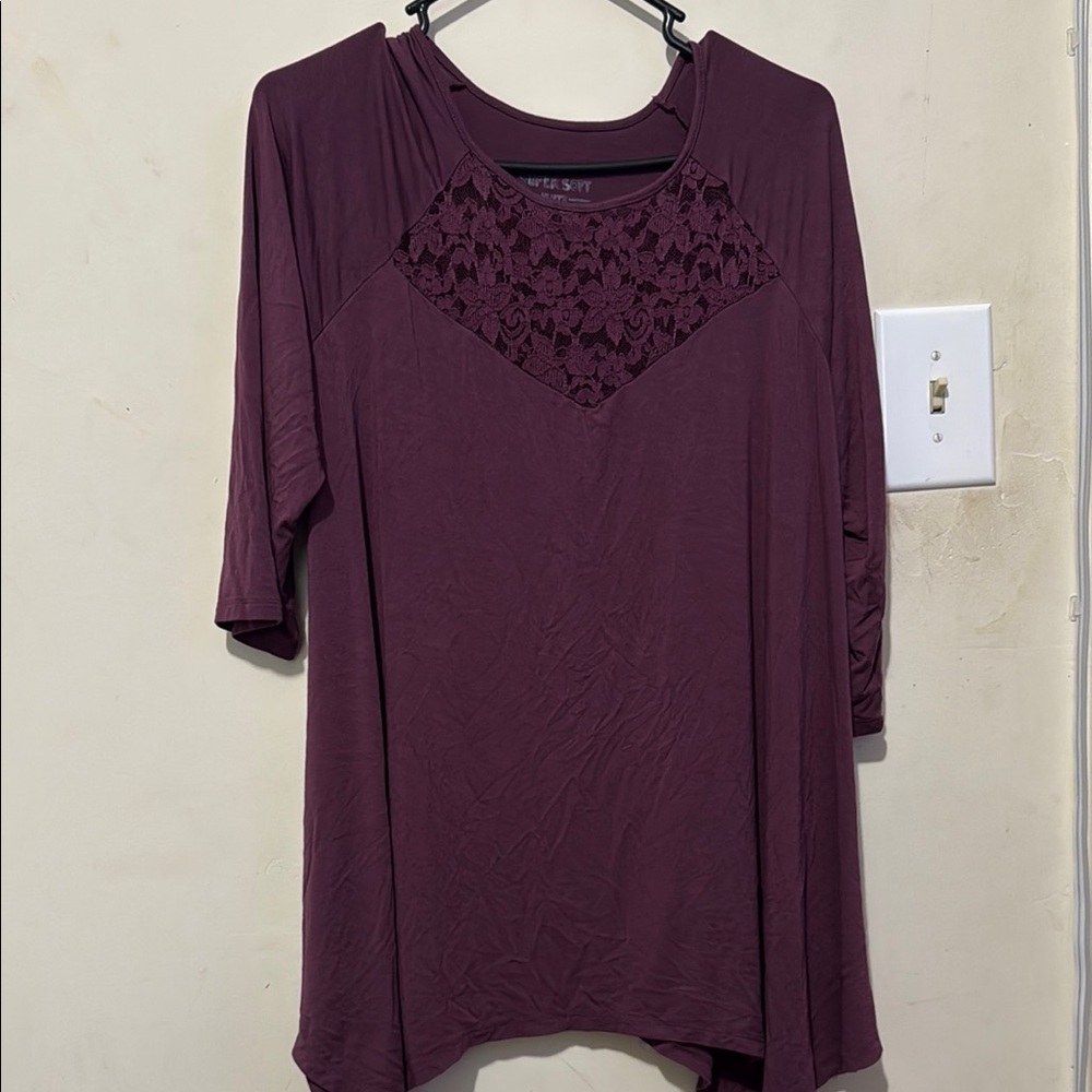 Torrid Red Asymmetrical Embellished Tunic 3/4 Sleeve